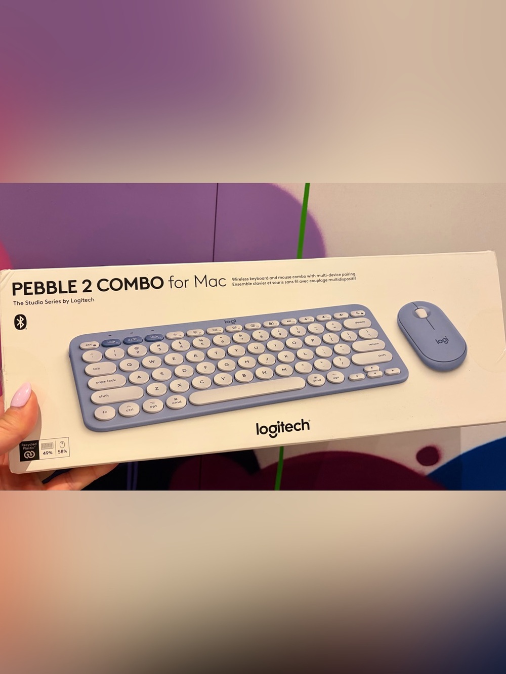 Logitech Pebble 2 Combo for Mac - Light Blue and White Wireless Keyboard & Mouse